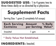 Inositol Pure Soluble Powder - Hypoallergenic - 454 grams - 16oz - INGREDIENTS
