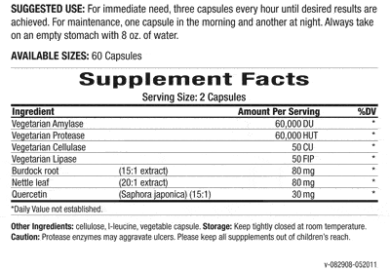 AllerFree - 60 capsules (Veggie) - INGREDIENTS