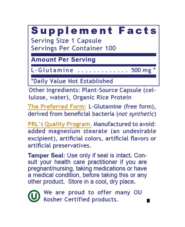 Alternative view of Glutamine, Premier 100 caps