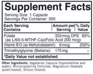 TMG 175 mg with 5-MTHF & B12 - Hypoallergenic - 200 capsules - Image 2