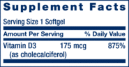 Vitamin D3 175 mcg - 60 softgels - Image 2