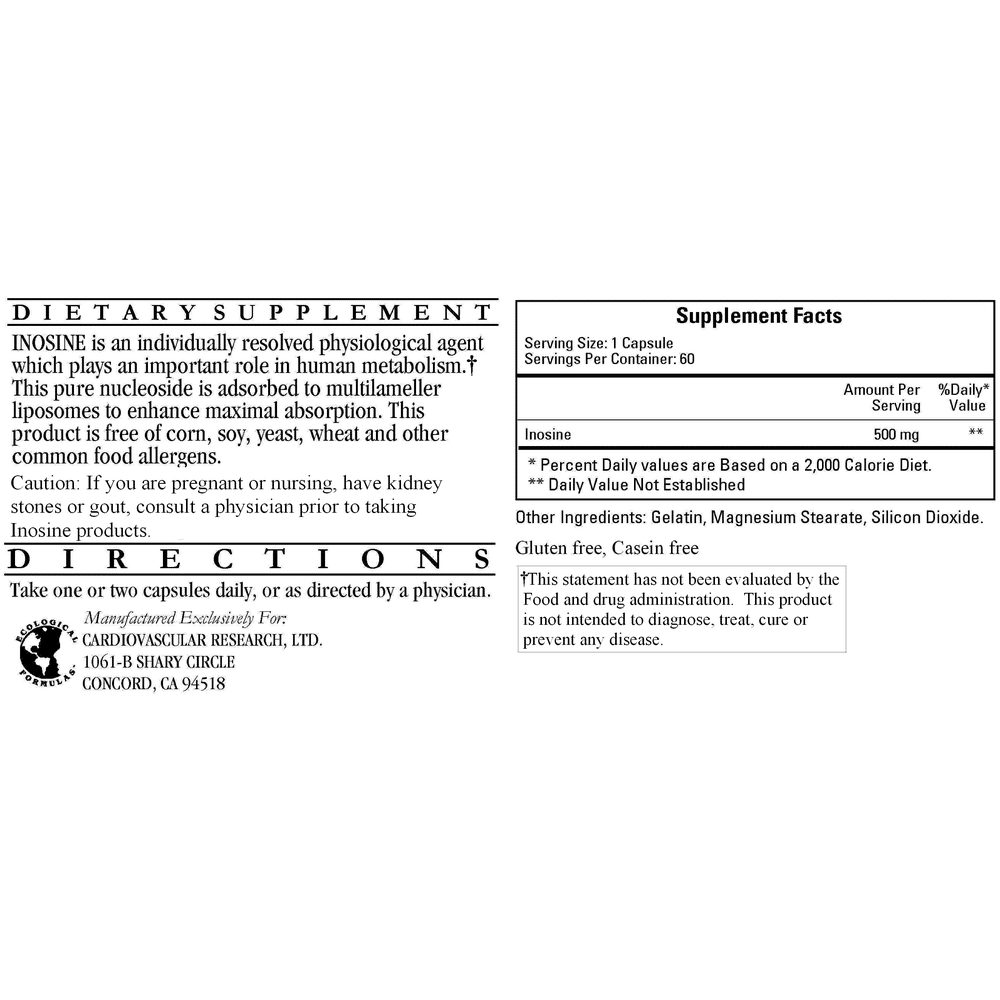 Inosine(Liposome enhanced) 500mg - 60 capsules - Image 2