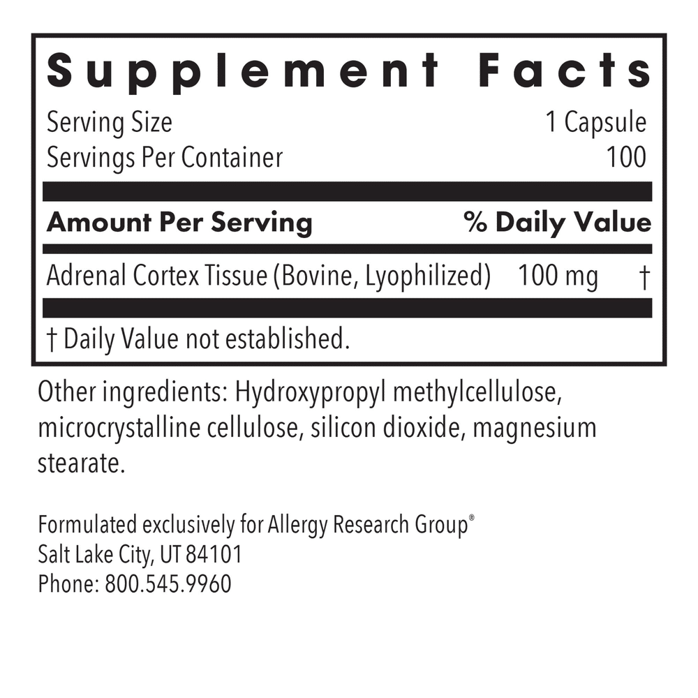 Adrenal Cortex Natural Glandular (100mg) - 100 capsules - Image 2
