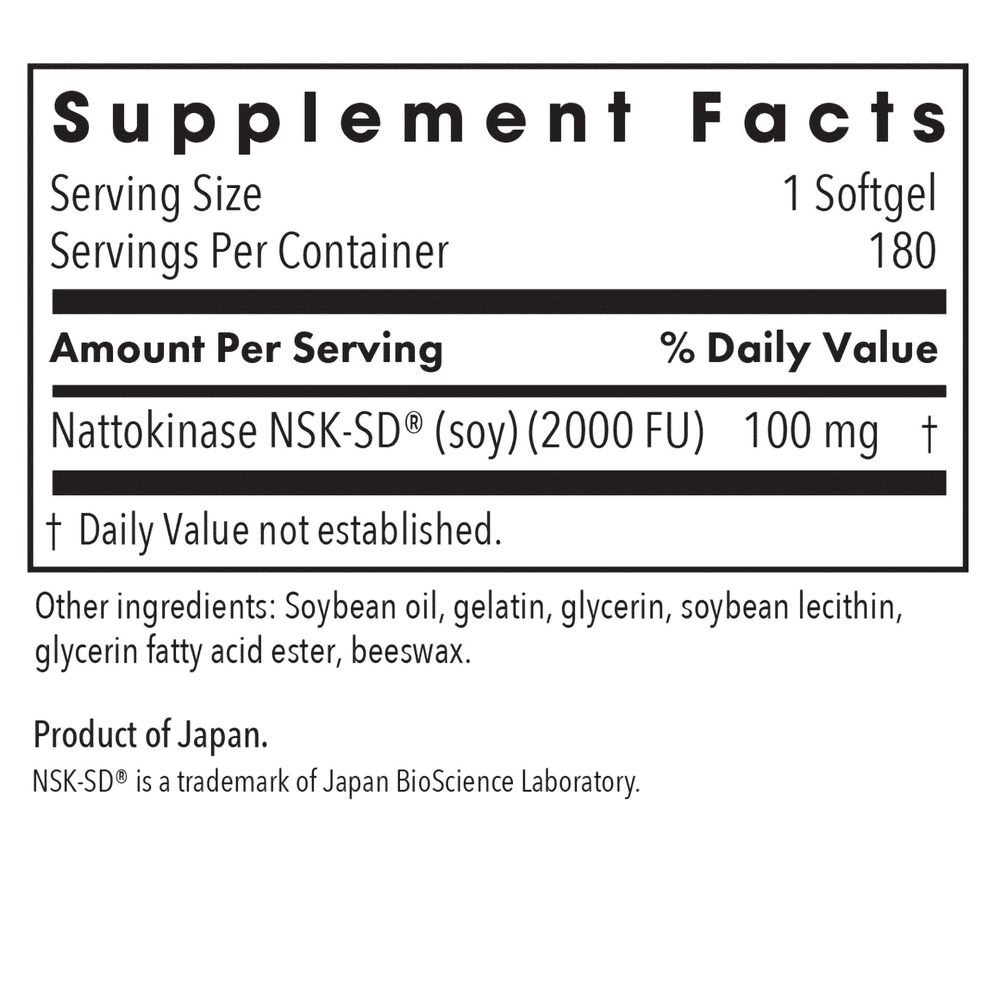 Nattokinase Circulatory Systemic Enzymes - 180 gelcaps - Image 2