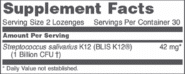 Alternative view of E.N.T. Biotic BLIS K12 probiotic - 60 lozenges